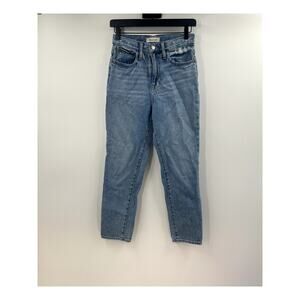 Madewell Button Fly Mom Jean Light Wash Distressed Size 23